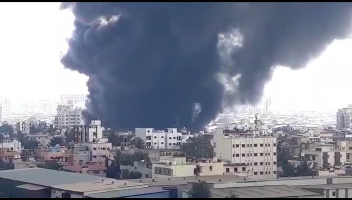 Fire near Mahadev Mandira in Chikhali Complex causing widespread damage