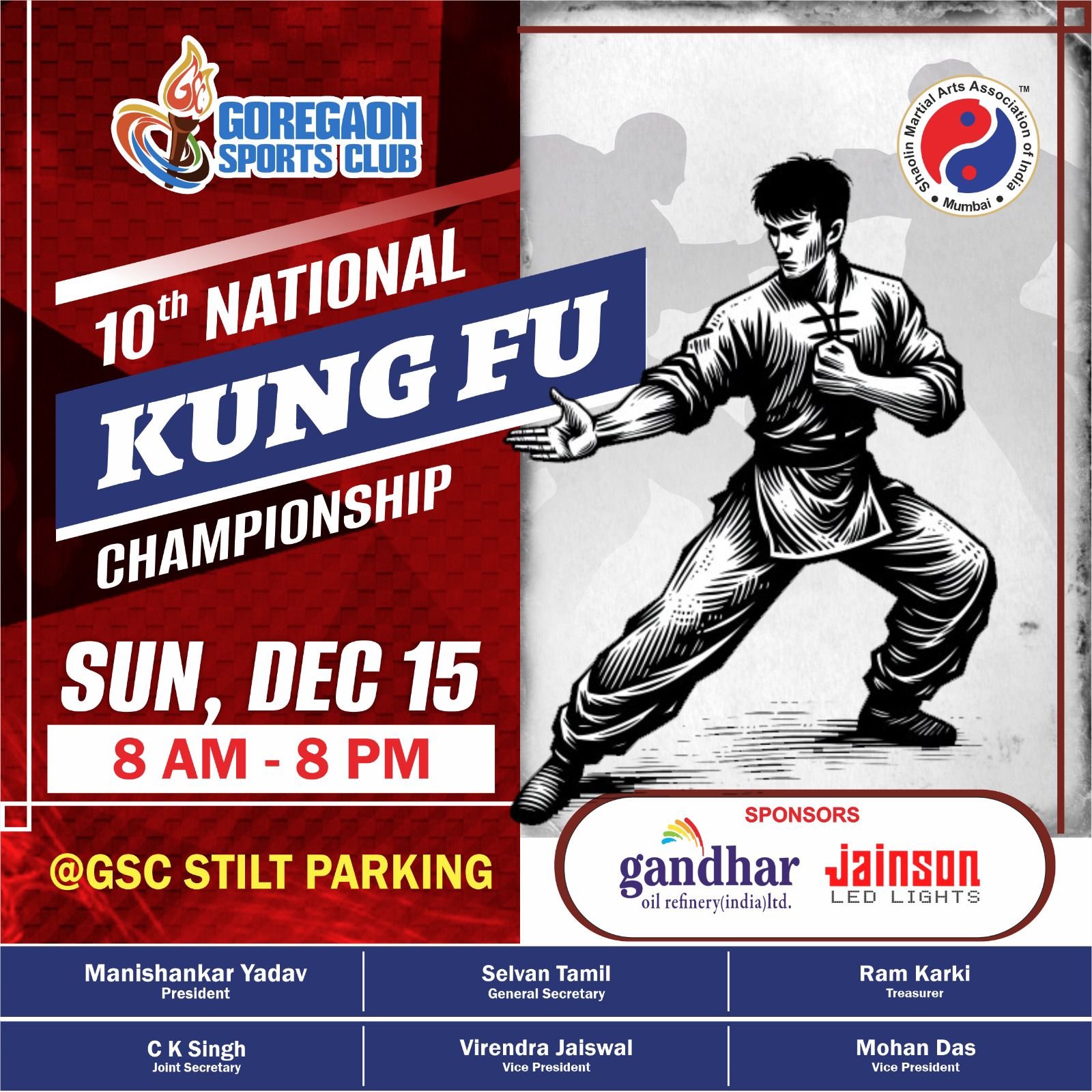 Mumbai’s Motha Sohla at the National Open Kungfu Championship featuring top martial artists and special guest Tiger Shroff.